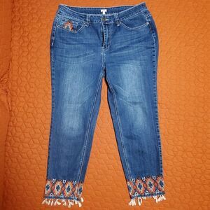 Reba - Embellished Cropped Jean - Size 12